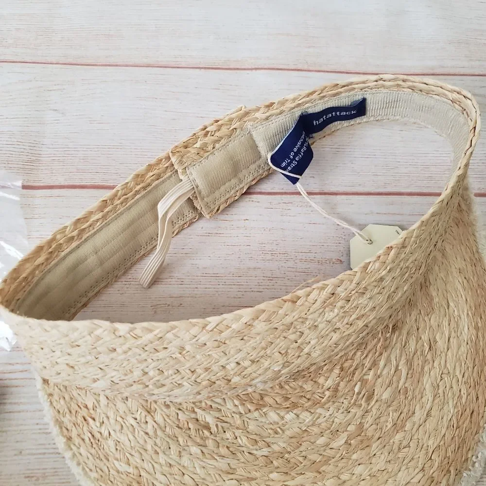 Hat Attack Pocket Visor Woven Rafia Adjustable Women's One Size Natural Summer
